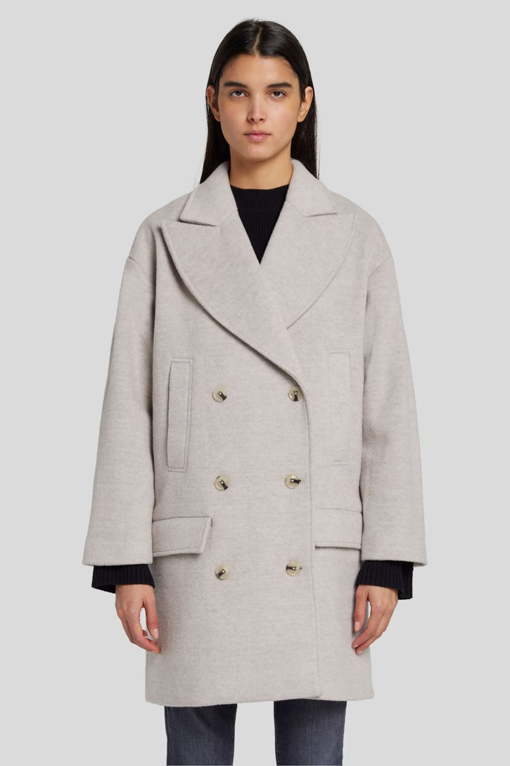 DOUBLE BREASTED WOOL COAT WOOL BLEND  STONE