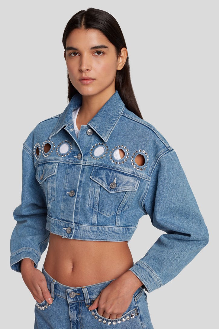 CROPPED JACKET BABE WITH CRYSTALS