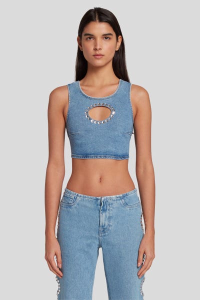 7 For all Mankind - Cropped Top Vibe With Crystals by Anna Dello Russo 